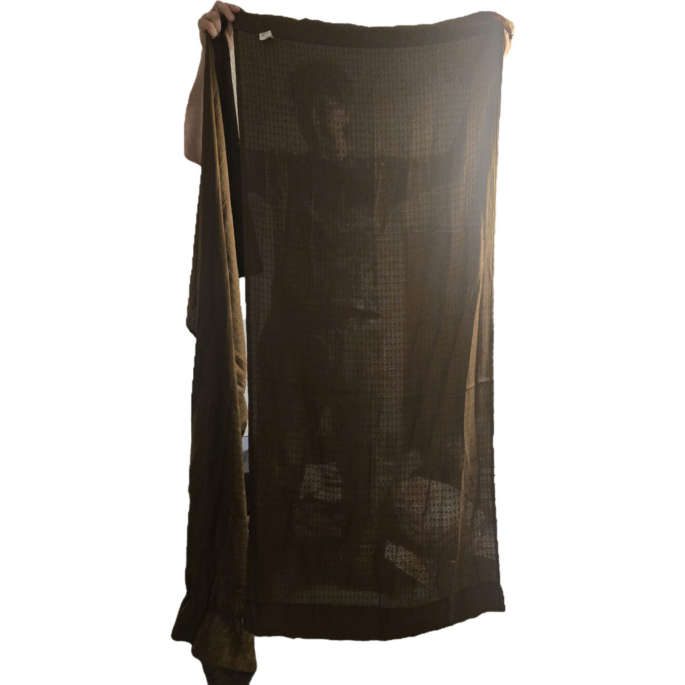 Mainstays Brown Basket Weave Sheer Curtain Panels - Set of 2